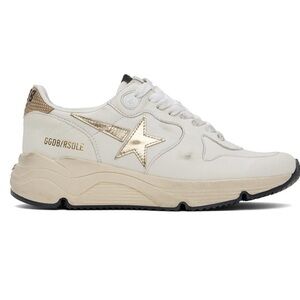 Golden Goose Women Running Sole Sneakers Dad Sneaker White Gold brown NIB Auth